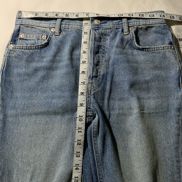 We The Free Jeans Women Size 25 Blue Distressed Maggie Mid Rise Straight Leg - Picture 6 of 13
